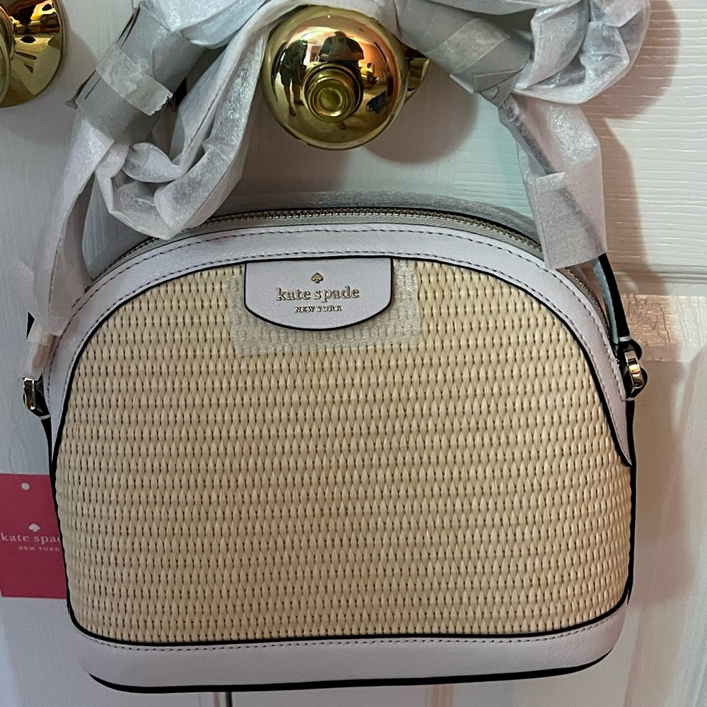 Kate Spade Crossbody Domed Straw Sylvia Purse New